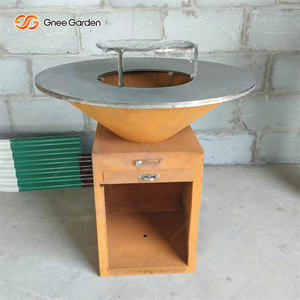 Grill en acier corten résistant aux intempéries, de qualité supérieure, moderne, pour la cuisson au feu de bois en extérieur, allumage automatique pour le camping en arrière-cour - Product Image 2
