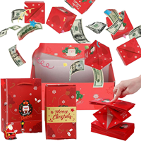 Boîte cadeau de Noël du Père Noël en papier d'art rouge, boîtes d'expédition 3D pop-up écologiques et recyclables, boîte à surprise pour argent, éponge offset, fête de Noël