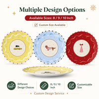 Assiette de Noël fantaisie Teckel – Vaisselle moderne en porcelaine à motif de chien ludique – Assiette de dîner 8, 9, 10 pouces – Noël