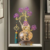 Nouvel Ornement en Améthyste de Style Chinois, Arbre de Fortune Doré, Décoration de Table de Luxe pour Salon, Entrée, Cadeau de Pendaison de Crémaillère