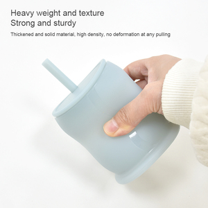 New Food Grade Silicone <b>Cup</b> With Straw Cap <b>Reusable</b> Drinkware For Travel Unisex Minimalist Design Solid Color Set - Product Image 5