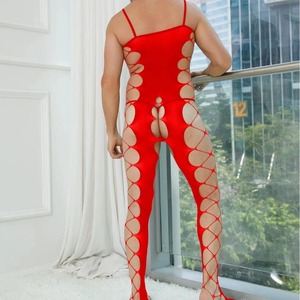 Men Sexy Fishnet Bodysuit Pantyhose Mesh <b>Top</b> <b>Tight</b> <b>Fitting</b> Hollow Out Exotic Dancewear Spring 2024 - Product Image 4