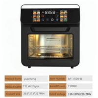 Oven Air Fryer Digital 11L Kapasitas Besar 1500W untuk 5-6 Orang, Pintu Kaca Transparan, Rak Dua Lapis, untuk Memasak Sehat