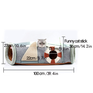 Venta al por mayor de animales de juguete con estampado plegable para mascotas gato túnel cama rascador para Chinchillas y UFO Steamship también Casa de mascotas - Product Image 2