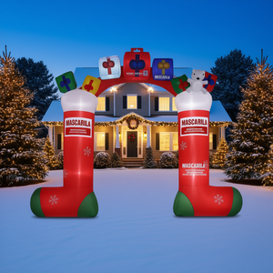 Décoration de jardin gonflable de Noël en forme d'arche avec chaussettes et lumières LED de 2,7 m, modèle D0100HPUPP7 - Product Image 2