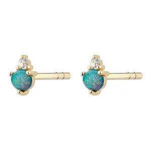 Produk Baru Gemnel 925 Sterling Silver 18K Kuning Emas Opal Cz Safir Anting Stud