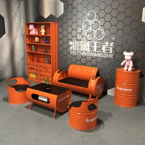 Table et chaises de restaurant en forme de baril industriel, <span class=keywords><strong>meuble</strong></span> de rangement design fût d'huile, ensemble de mobilier de <span class=keywords><strong>bar</strong></span> moderne - Product Image 1