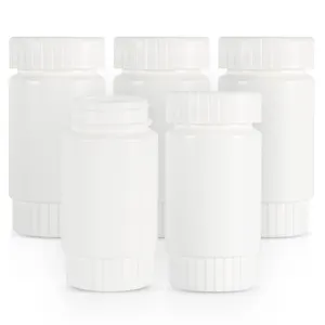 Botol samping lurus Kesehatan plastik Hdpe kosong suplemen pllis botol medis 150ml dengan tutup sekrup-mendukung disesuaikan