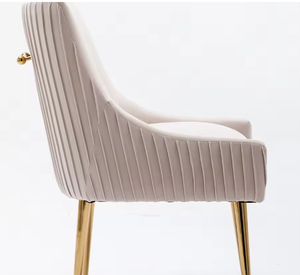 <span class=keywords><strong>Chaise</strong></span> de salle à manger ou <span class=keywords><strong>chaise</strong></span> de coiffeuse moderne confortable et élégante en <span class=keywords><strong>velours</strong></span> bouclé plissé avec poignée arrière - Product Image 4