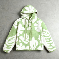 Vestes d'hiver pour hommes XJYD Hip Hop imperméables, respirantes, avec motif graphique personnalisé, imprimé jacquard, en polaire sherpa moelleuse à fleurs