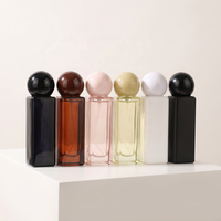 Flacon cylindrique en verre de luxe de haute qualité pour parfum 30 ml, avec bouchon à vis coloré mat à brume fine, rechargeable, pour sérum de soin de la peau, en stock