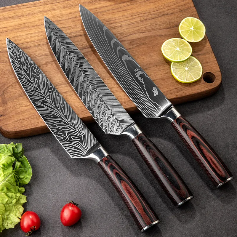 8 Zoll deutscher kohlenstoff reicher Edelstahl mit Damaskus-Muster Ultra Sharp Professional Kitchen Chef Schneide messer