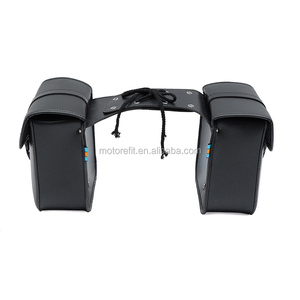 Motorefit universelle en cuir Pu sac latéral noir <span class=keywords><strong>moto</strong></span> sac de selle pour Harley Sportster XL 883 XL 1200 - Product Image 4