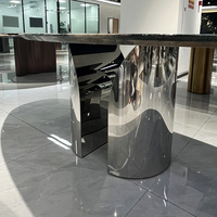 Table à manger moderne en marbre Patek Philippe en forme d'oeuf pour 6 8 10 places Meubles d'hôtel avec 2 bases en métal Facile à nettoyer Durable