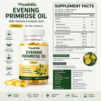 Capsules de supplément d'huile d'onagre de haute qualité, huile de graines pure pressée à froid, capsules en bouteille personnalisées OEM, vente en gros