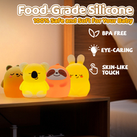 Lampe de chevet LED en forme d'animal moelleux, cadeaux amusants, silicone de qualité alimentaire, veilleuse de chambre d'enfant, veilleuse colorée mignonne pour enfants