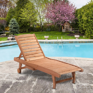 Combohome Tumbona de Madera de Abeto para Exteriores con Bandeja Extraíble, Silla de Piscina de Madera Maciza Ajustable para Jardín y Playa - Product Image 4
