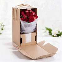Individuelle Logo-Blumenboxen für Sträuße, Papierboxen Geschenkbox mit Tragegriff für Blumenstrauß-Geschenkverpackung, Direkt ab Werk