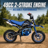 Moto à essence élégante bleue de 49 cm³ pour jeunes actifs, mini moto tout-terrain, solide et durable, moto tout-terrain pour enfants, moto 2 temps