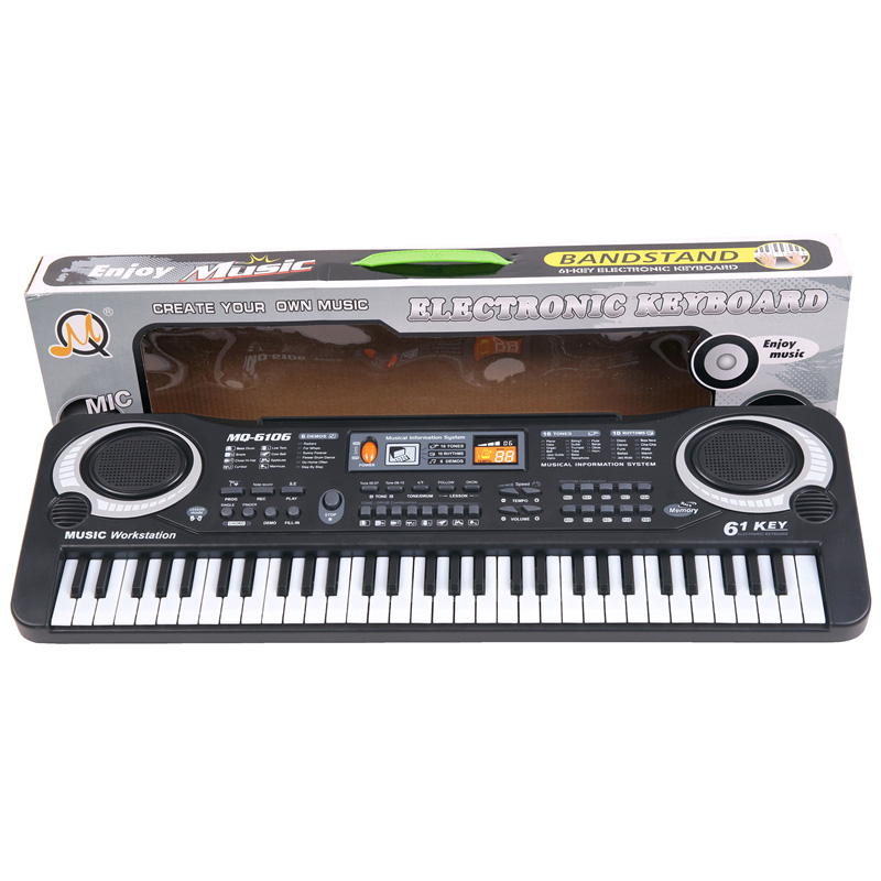 Vendita calda 61 tasti pianoforte elettrico giocattoli strumento musicale per bambini con microfono e linea di ricarica USB tastiera giocattoli per bambini