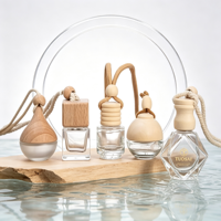 Offre Spéciale – Flacon diffuseur de parfum en verre de 10 ml pour voiture avec bouchon en bois et joint à vis, désodorisant suspendu à surface sérigraphiée