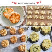 Moule à gâteau et biscuit à pression manuelle, en plastique alimentaire, en forme de fleur, pour la confection de gâteaux aux haricots mungo et de gâteaux de lune (snow skin)