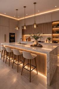 Artisan Custom Modular Antique L-Shape Plywood <strong>Kitchen</strong> Cabinets &amp; Island <strong>Bar</strong> with Sink and 5+ Drawers - Product Image 6