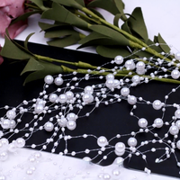 Chaîne de perles artificielles en plastique ABS 8+3 perles étoilées connectées pour décoration de mariage, coiffure de mariée, bouquet fait main, fournitures DIY