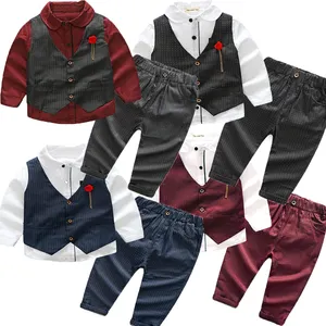 Alta Qualidade Por Atacado Little Boy Conjuntos de Roupas Boy Outfits Suit Set Formal Atacado Cavalheiro Outfit Conjuntos Meninos