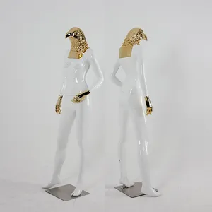 Factory supplier fiberglass female full body mannequins head animal eagle gold mannequins