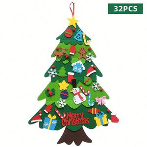Decoración Navideña, Árbol de Navidad de Fieltro para Colgar en la Pared con Juego de Adornos para Niños - Product Image 5