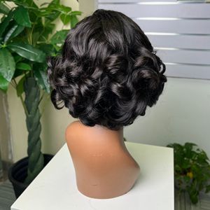 Bán Buôn Sdd Tóc Giả Tóc Con Người Mật Độ Hàng Đầu 13*4 Glueless Ren Phía Trước Bob Tóc Giả Bouncy Xoăn Cho Phụ Nữ Da Đen 12Inch - Product Image 4