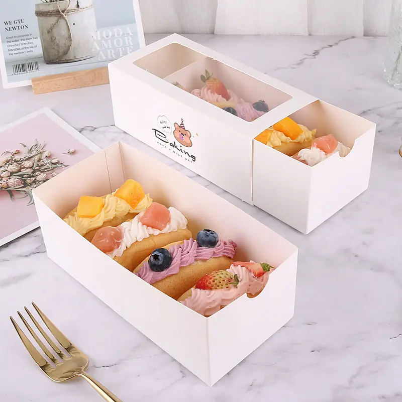 Fabrik Großhandel weiße Kraft papier Gebäck Keks dosen mit klarem Fenster für Donuts Dessert Kuchen Kuchen Verpackung Box im Pop-Stil