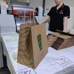 Sac en papier kraft épais de couleur marron, idéal pour les plats à emporter, les courses, les aliments, avec un autocollant « Merci » pour les arts et l'artisanat - Product Image 3