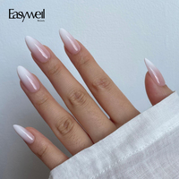 Ongles artificiels Easywell personnalisés avec logo, 30 pièces, en forme d'amande, à presser, en gel souple, dégradé, faits à la main, vente en gros