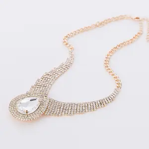Модное свадебное ожерелье, ювелирные изделия, винтажные золотые массивные ожерелья в форме капли воды со стеклянными стразами для женщин