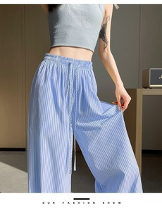 Jupe en <span class=keywords><strong>satin</strong></span> pour femmes, <span class=keywords><strong>Pantalon</strong></span> décontracté ample à jambes larges pour femmes, <span class=keywords><strong>Pantalon</strong></span> à jambes droites à rayures verticales, <span class=keywords><strong>Pantalon</strong></span> décontracté pour étudiantes - Product Image 4