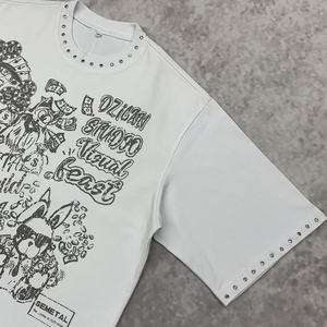 Camisetas recortadas de gran tamaño para hombre con estampado gráfico personalizado al por mayor, camiseta boxy con pedrería y hombros caídos de algodón pesado de 220gsm - Product Image 3