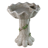 Bain d'oiseaux en résine en forme de souche d'arbre avec feuilles de vigne, décoratif pour jardin extérieur, mangeoire autoportante vintage résistante aux intempéries pour la cour.