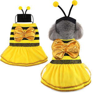 Costume d'Halloween pour chiens et chats, abeille jaune, vêtements pour chiots, tenue avec chapeau, fêtes, cosplay, défilé, costume Wason pour chien - Product Image 1