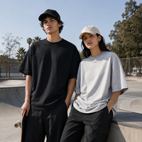 T-shirt ample et court 100 % coton épais, personnalisé, style urbain décontracté pour homme, hauts vierges en gros