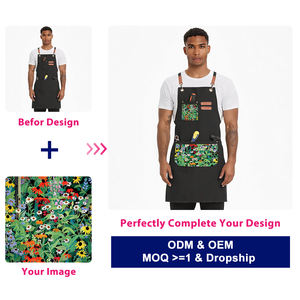 Tablier à dos croisé en toile à impression personnalisée unisexe avec poches Smock d'art lavable pour chef de cuisine adultes - Product Image 2