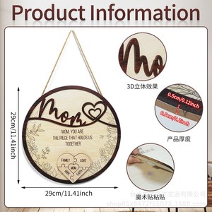 Panneau suspendu circulaire en bois avec citation pour maman, décoration murale, décoration pour la maison, cadeau pour la fête des mères, art inspirant pour salon et chambre à coucher - Product Image 4