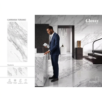 Carreaux de porcelaine émaillée brillante Breccia Nuvo Bookmatch, aspect marbre, 24x48 pouces, pour sol et mur
