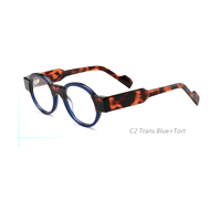 Lunettes à monture épaisse vintage, monture ronde transparente bicolore, monture artistique unisexe