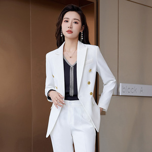 Women's Pink Suit Set Full Sleeve Notched Collar Elegant Office Wear Spring 2026 YX8017 - Product Image 4