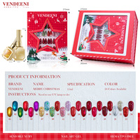 Vendeeni Nouveau Gel Polish à Ongles TPO Sans HEMA Thème Noël 24 Couleurs Imperméable Haute Pigmentation Effet Œil de Chat Paillettes Fines Certifié MSDS