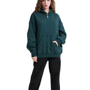 Unisex Oversized Hooded Sweatshirt Solid <b>Green</b> French Terry Casual Pullover Front Pocket 100% Cotton Breathable Spring 330g - Product Image 1