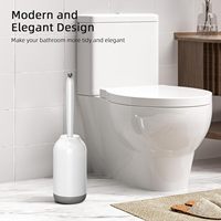 Brosses de nettoyage en profondeur CF, manche long incurvé pour 360° °   Ensemble de porte-brosse de toilette en plastique pour nettoyer les coins morts de la salle de bain