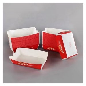 Barquette en papier jetable, économique, écologique, personnalisée, en kraft blanc, 10oz, 23oz, 32oz, pour frites, snacks, poulet frit - Product Image 4